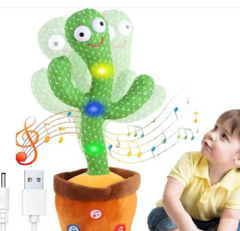 lambent Dancing Cactus Repeats What You Say,Electronic Plush Toy with Lighting,Singing Cactus Recording and Repeat Your Words for Education Toys  (Green)