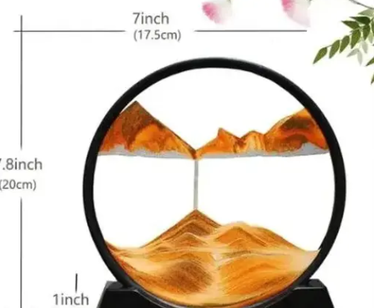 lambent Moving Sand Art Picture Glass Liquid Painting 3D Natural Landscape Multicolor Decorative Showpiece - 5.5 cm  (Glass, Metal, Aluminium, Brown)