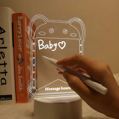 3D Creative Visualization Acrylic Light Table Light Writing Message Board for Keeping Notes, Messages, Greetings Smart USB Connected Writing Notes for Home Office Erasable Board(Rectangle)