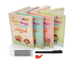 lambent Sank Magic Books For Kids With 10 Refills And 1 Pen And Erasable 4 Set Of Practicing, Handwriting, Reusable Copy Book  (Spiral, Generic)