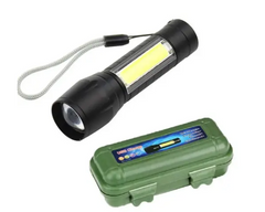 lambent Mini Pocket Light Zoom COB USB Charging Led Water Proof DP Torch  (Black, 9 cm, Rechargeable)